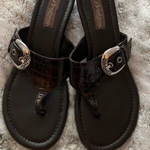 Brighton Black Sandals with Silver Buckle